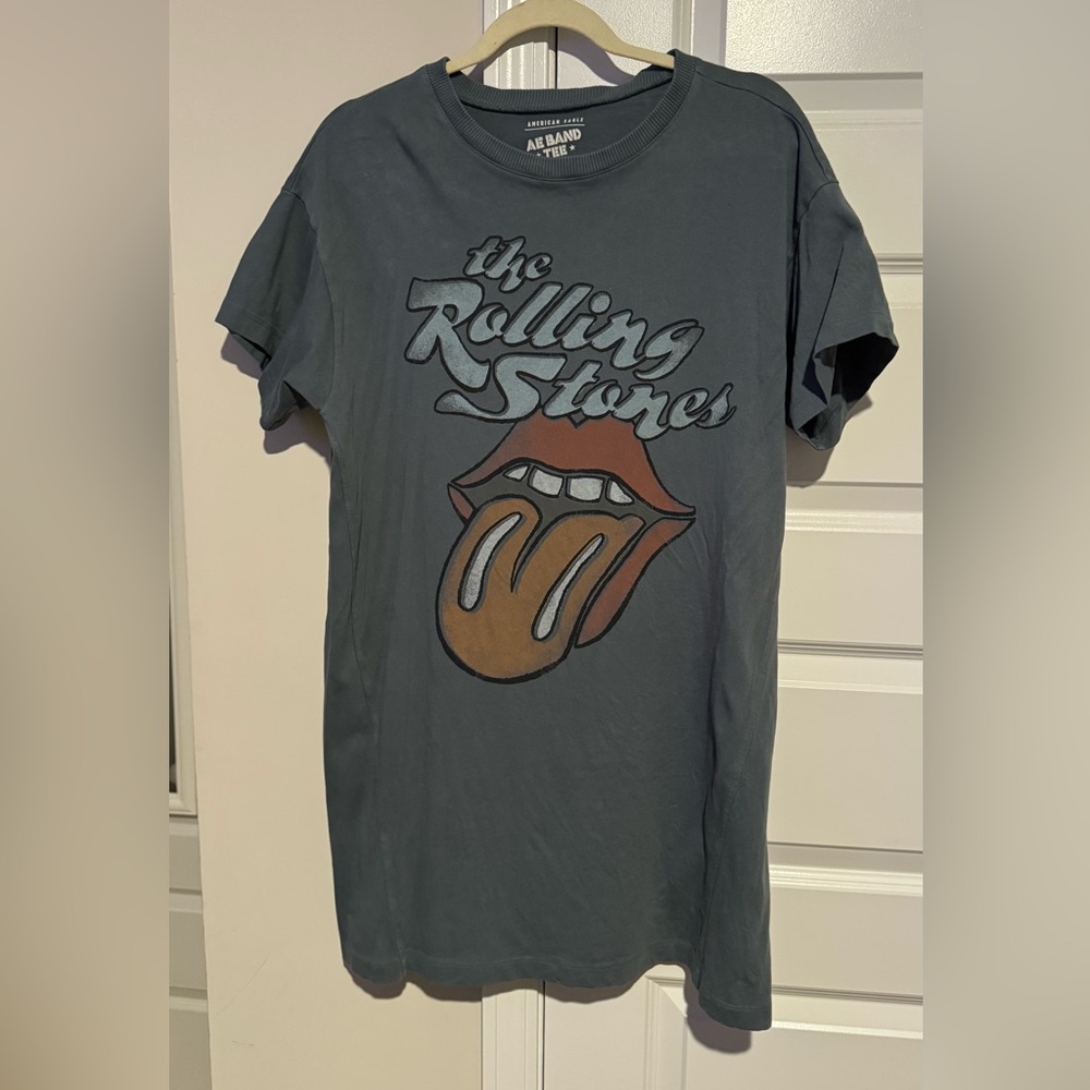 American Eagle Outfitters Slate Blue Graphic T-shirt Dress